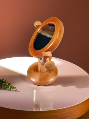 handicraft product wooden mirror stand